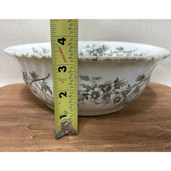 Antique Ironstone C H Tunstall Garfield Serving 9 Inch Bowl Brown Transferware - Picture 3 of 12